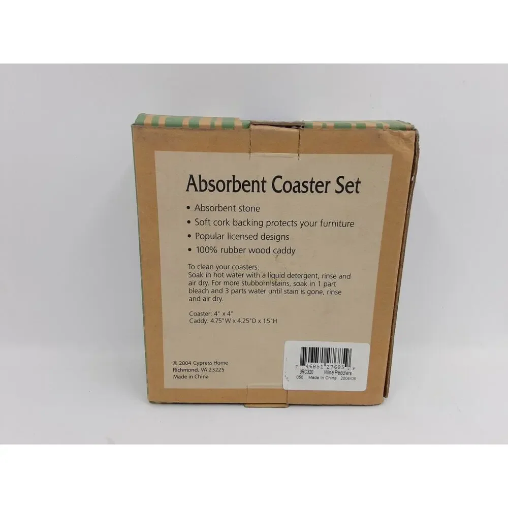 Coasters Wine Peddlers & Caddy Cypress Home Stone Absorbent Set Of 4